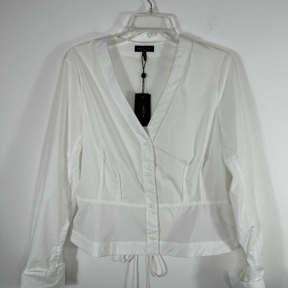NWT RAG & BONE Victorine Cotton Blend Peplum Top Women's Sz L White - Picture 5 of 16